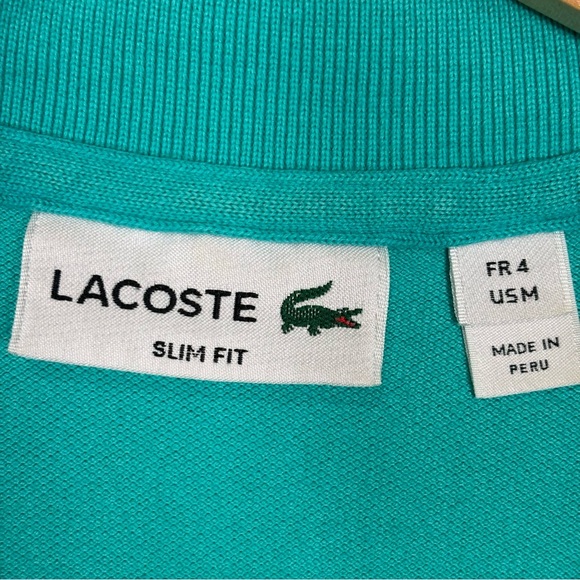 Lacoste Slim Fit Pique L.12.12 Short Sleeve Cotton Polo-BlueTurquoise-Men Medium - Picture 5 of 6